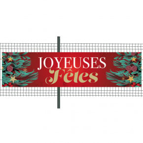 Banderole Prête à imprimer "Joyeuses fêtes" (fixation oeillets) 100x400 cm - Modèle 2 MACAP