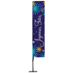 Beach flag Prêt à imprimer "Joyeuses fêtes" (kit avec platine carrée) 3,5 m - Modèle 3 MACAP