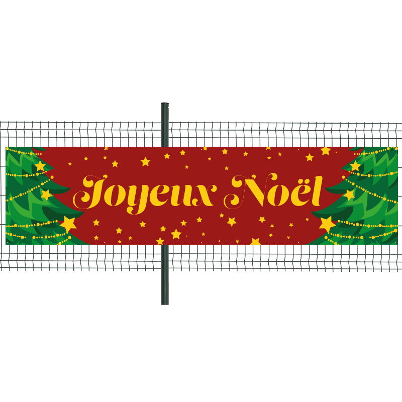 Banderole Prête à imprimer "Joyeux Noël" (fixation oeillets) 100x400 cm - Modèle 2 MACAP