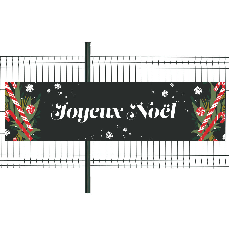 Banderole Prête à imprimer "Joyeux Noël" (fixation oeillets) 80x300 cm - Modèle 3 MACAP