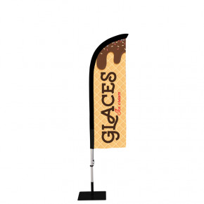 Beach flag Prêt à imprimer "Glaces" (kit avec platine carrée) 2,3 m - Modèle 1 MACAP