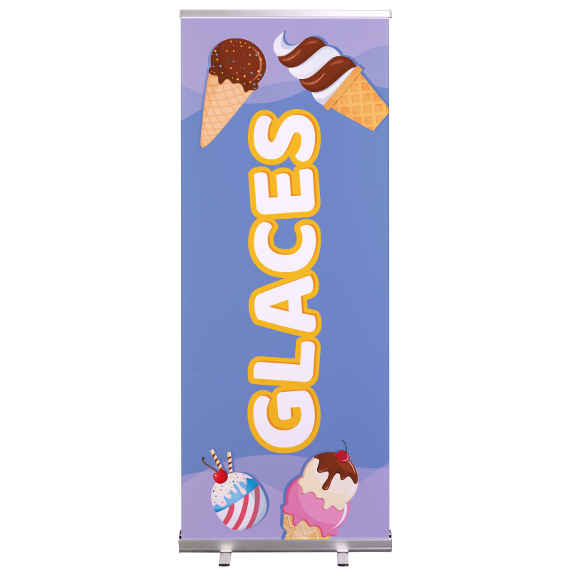 Roll-up Prêt à imprimer "Glaces" (avec housse de transport) 80x200 cm - Modèle 2 MACAP