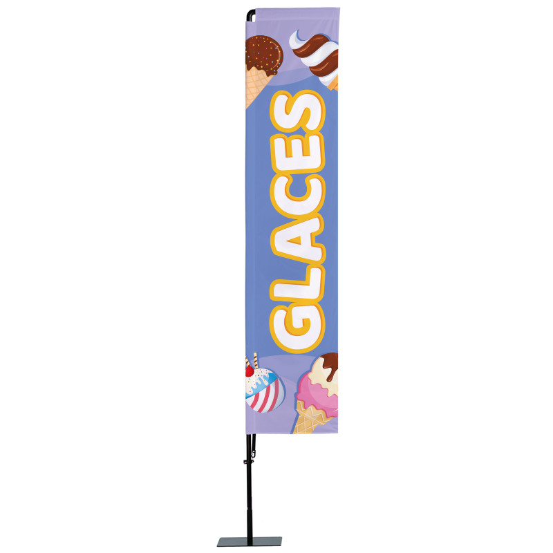 Beach flag Prêt à imprimer "Glaces" (kit avec platine carrée) 3,5 m - Modèle 1 MACAP