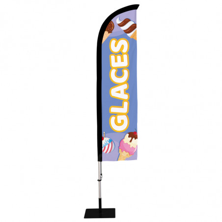 Beach flag Prêt à imprimer "Glaces" (kit avec platine carrée) 2,8 m - Modèle 2 MACAP