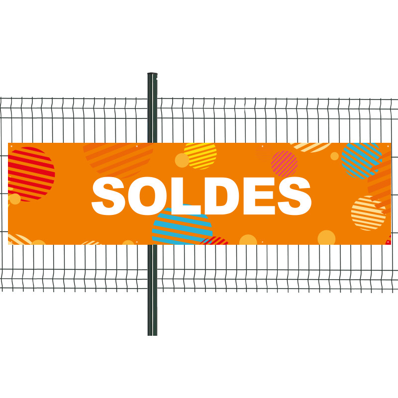 Banderole Prête à imprimer "Soldes" (fixation oeillets) 80x300 cm - Modèle 3 MACAP