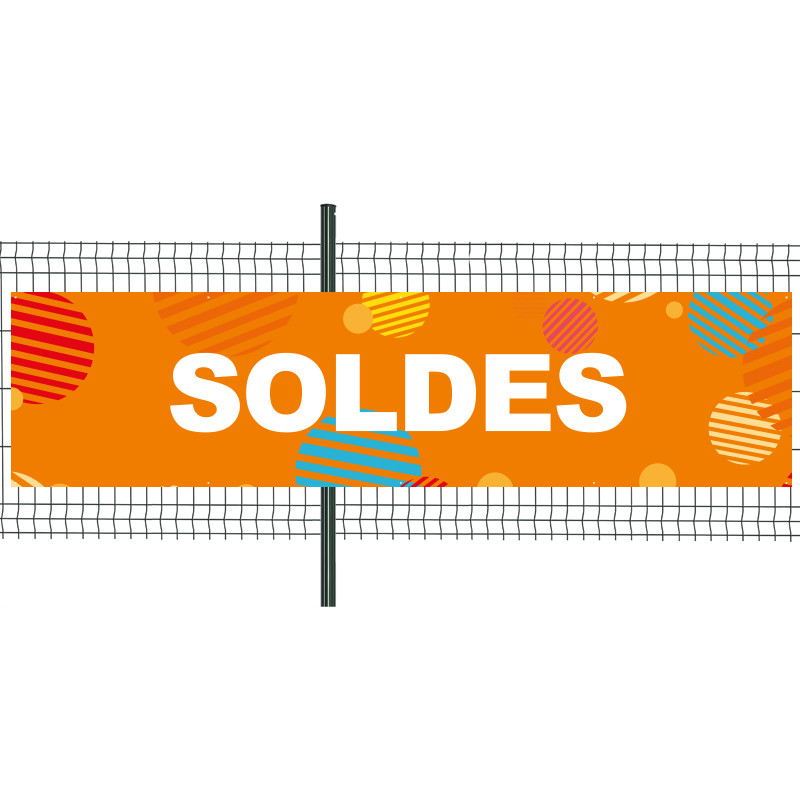Banderole Prête à imprimer "Soldes" (fixation oeillets) 100x400 cm - Modèle 3 MACAP