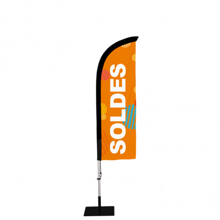 Beach flag Prêt à imprimer "Soldes" (kit avec platine carrée) 2,3 m - Modèle 3 MACAP