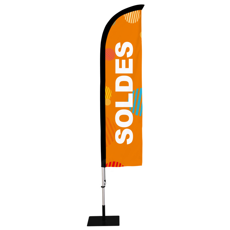 Beach flag Prêt à imprimer "Soldes" (kit avec platine carrée) 2,8 m - Modèle 3 MACAP