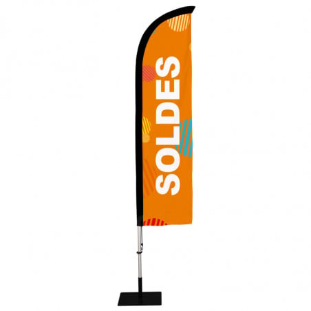 Beach flag Prêt à imprimer "Soldes" (kit avec platine carrée) 2,8 m - Modèle 3 MACAP