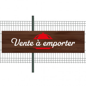 Banderole Prête à imprimer "Vente à emporter" (fixation oeillets) 80x300 cm - Modèle 2 MACAP