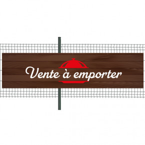 Banderole Prête à imprimer "Vente à emporter" (fixation oeillets) 100x400 cm - Modèle 2 MACAP