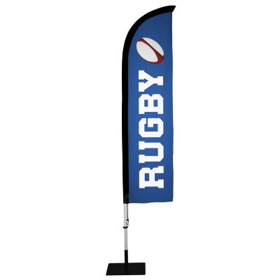 Beach flag Oriflamme classique 2,8 m Visuel "Rugby"- Modèle 1