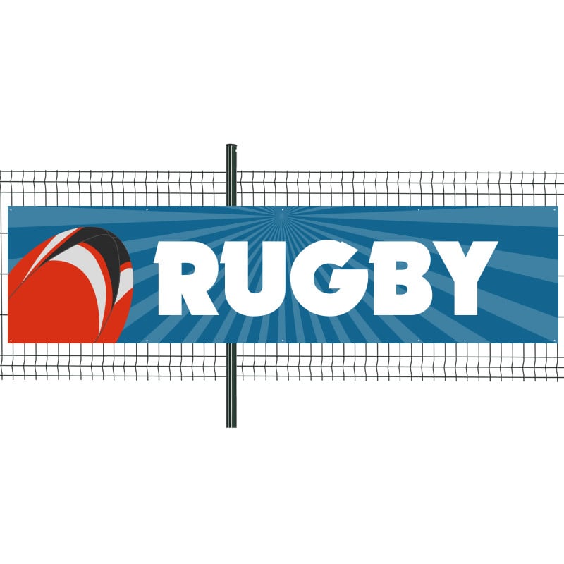 Banderole Prête à imprimer "Rugby" (fixation oeillets) 100x400 cm - Modèle 2 MACAP