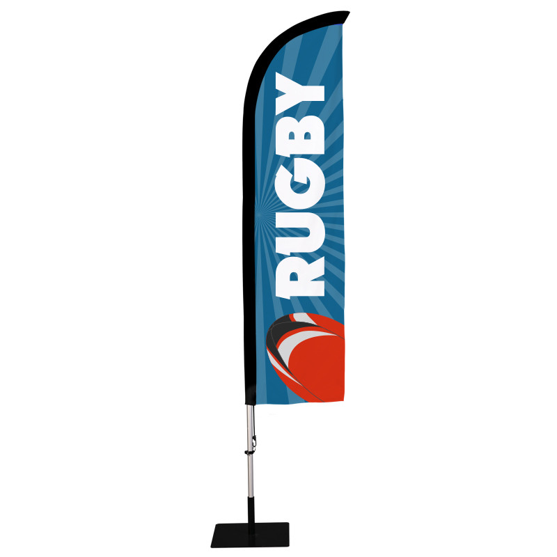 Beach flag Prêt à imprimer "Rugby" (kit avec platine carrée) 2,8 m - Modèle 2 MACAP