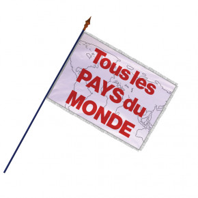 Drapeau des pays du monde finition avec galon argent et frange argent