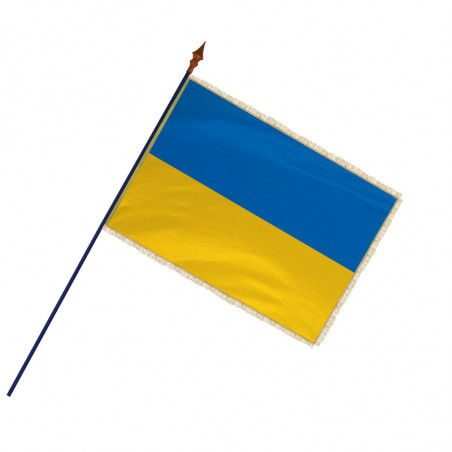 Drapeau Ukraine  avec hampe, franges et galon or | MACAP