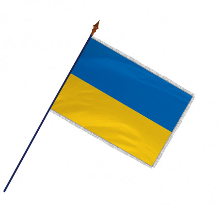 Drapeau Ukraine  avec hampe et franges  argent | MACAP