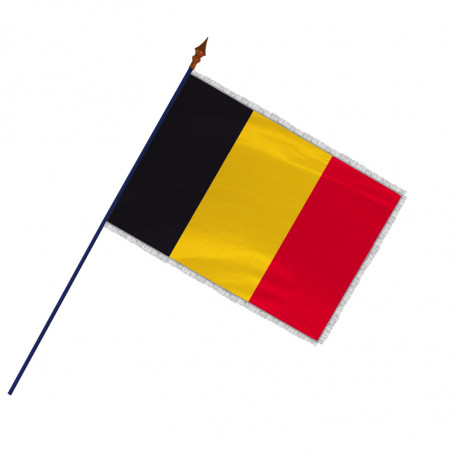 Drapeau Belgique avec hampe et franges argent | MACAP