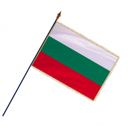 Drapeau Bulgarie avec hampe, franges et galon or | MACAP