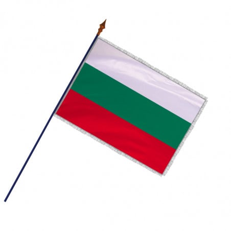 Drapeau Bulgarie avec hampe, franges et galon argent | MACAP
