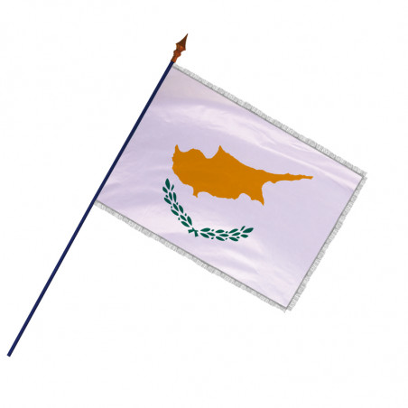 Drapeau Chypre avec hampe et franges argent | MACAP