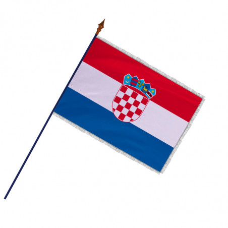 Drapeau Croatie avec hampe et franges argent | MACAP