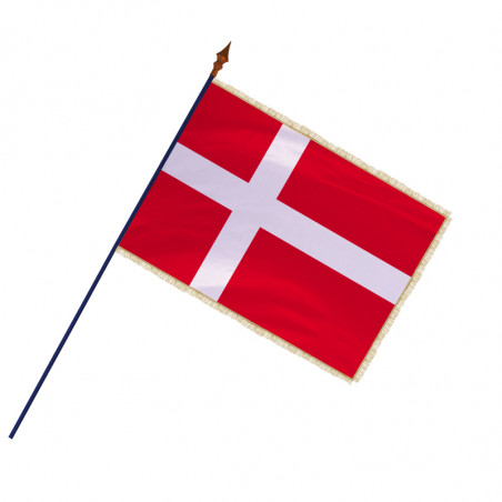 Drapeau Danemark avec hampe et franges or | MACAP