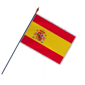 Drapeau Espagne avec hampe, franges et galon argent | MACAP