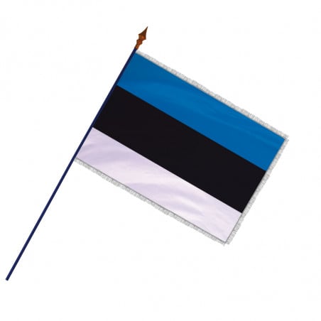 Drapeau Estonie avec hampe et franges argent | MACAP