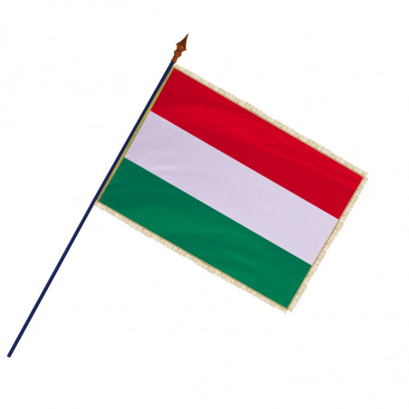 Drapeau Hongrie avec hampe, franges et galon or | MACAP