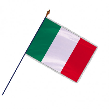 Drapeau Italie avec hampe et franges argent | MACAP