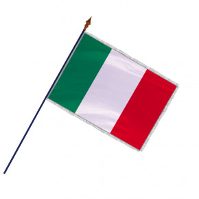 Drapeau Italie avec hampe, franges et galon argent | MACAP
