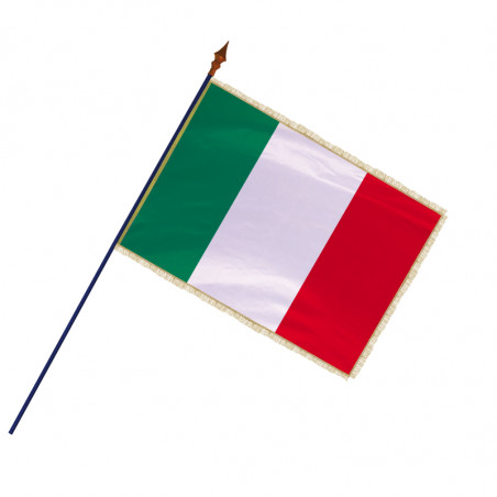 Drapeau Italie avec hampe, franges et galon or | MACAP