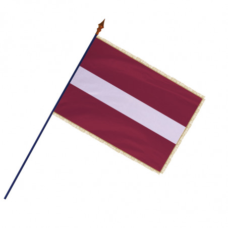 Drapeau Lettonie avec hampe et franges or | MACAP