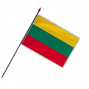 Drapeau Lituanie avec hampe, franges et galon argent | MACAP