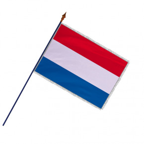 Drapeau Pays-Bas avec hampe, franges et galon argent | MACAP