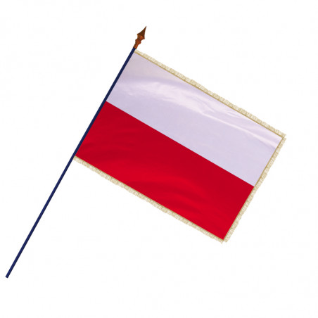 Drapeau Pologne avec hampe et franges or | MACAP