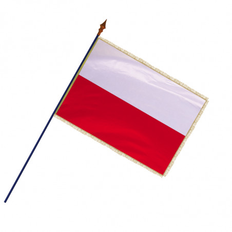 Drapeau Pologne avec hampe, franges et galon or | MACAP