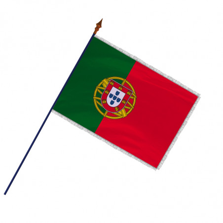 Drapeau Portugal avec hampe et franges argent | MACAP