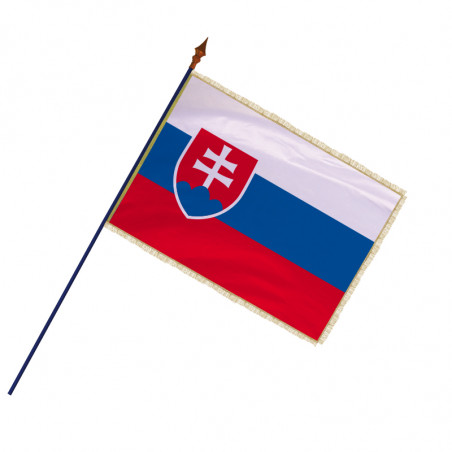 Drapeau Slovaquie avec hampe, franges et galon or | MACAP