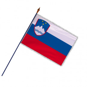 Drapeau Slovénie avec hampe, franges et galon argent | MACAP