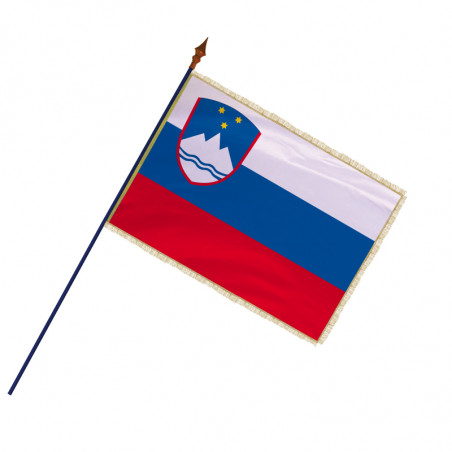 Drapeau Slovénie avec hampe, franges et galon or | MACAP