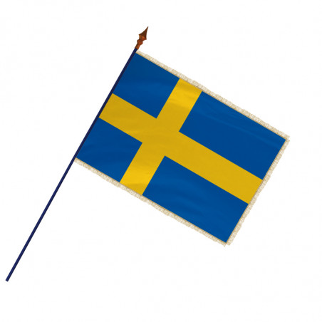 Drapeau Suède avec hampe et franges or | MACAP