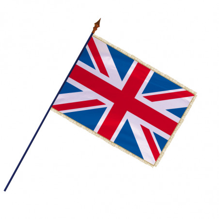 Drapeau Royaume-Uni avec hampe et franges or | MACAP