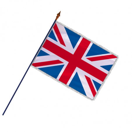 Drapeau Royaume-Uni avec hampe, franges et galon argent | MACAP