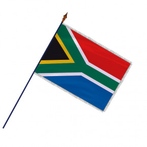 Drapeau Afrique du Sud avec hampe et frange argenté