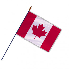 Drapeau des Canada avec hampe et frange argenté