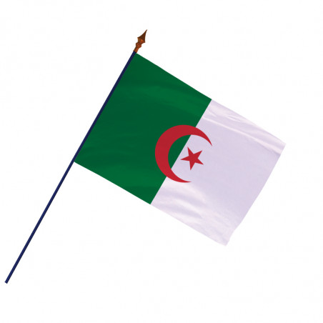 Drapeau des Algérie avec hampe