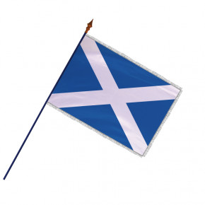 Drapeau des Ecosse avec hampe et frange argenté