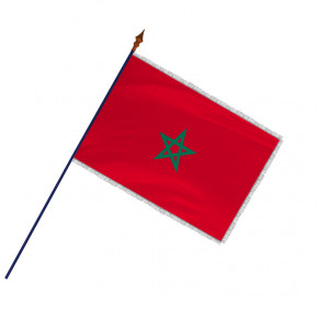 Drapeau des Maroc avec hampe et frange argenté